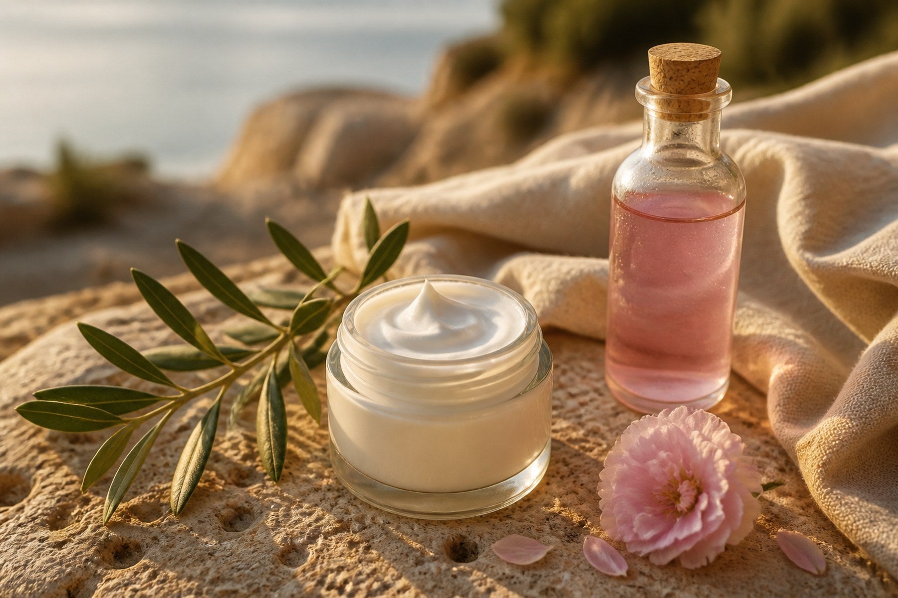 Dagelijkse gezichtsroutine met natuurlijke crème — Evergetikon