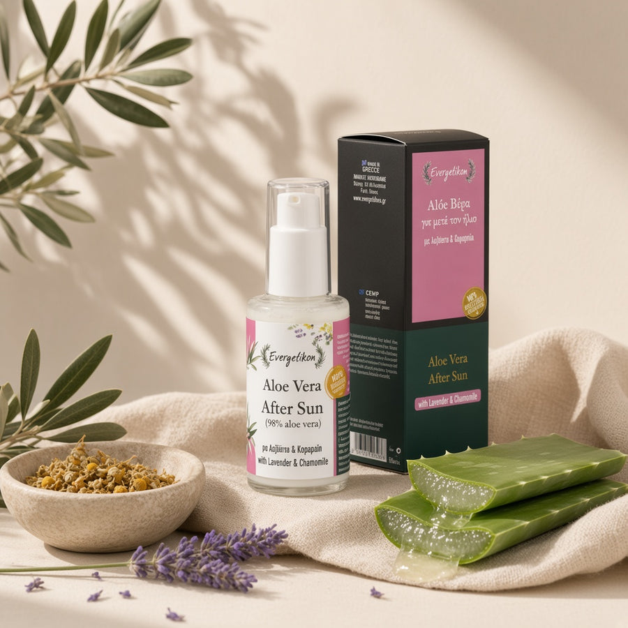 Evergetikon after sun gel met aloë vera, lavendel en kamille