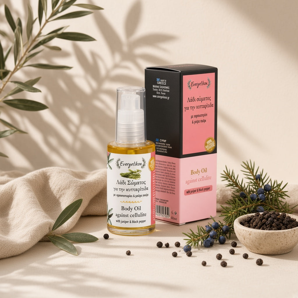 Evergetikon anti-cellulitisolie met jeneverbes en zwarte peper