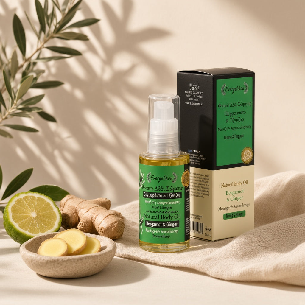 Evergetikon massageolie met bergamot en gember